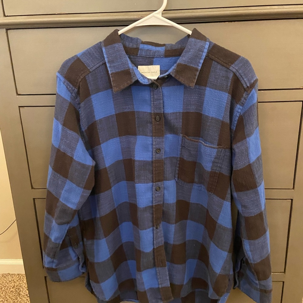 Women’s American Eagle blue flannel shirt, medium
